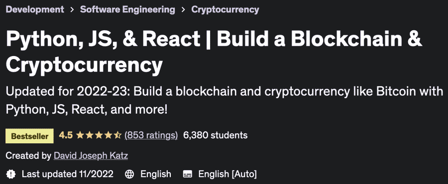 Python, JS, & React |  Build a Blockchain & Cryptocurrency