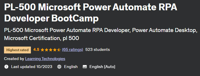 PL-500 Microsoft Power Automate RPA Developer BootCamp 