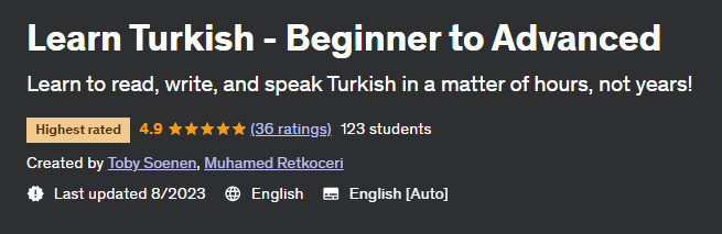 Learn Turkish - Beginner to Advanced