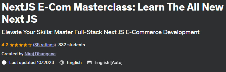 NextJS E-Com Masterclass: Learn The All New Next JS