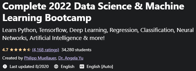 Complete 2022 Data Science & Machine Learning Bootcamp