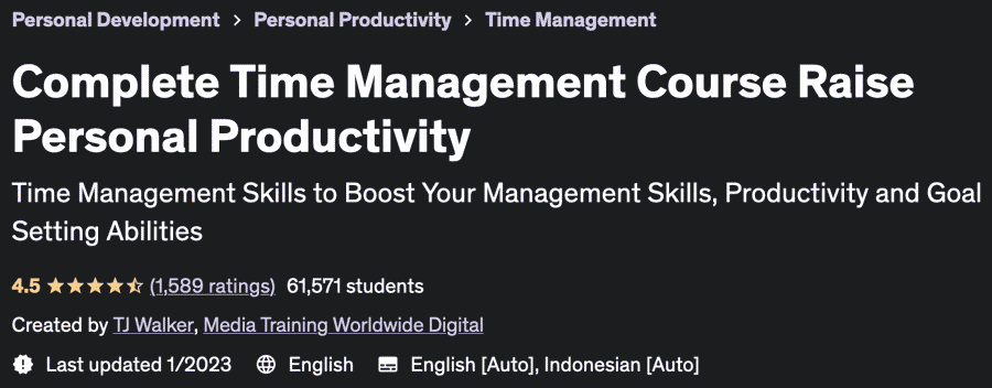 Complete Time Management Course Raise Personal Productivity