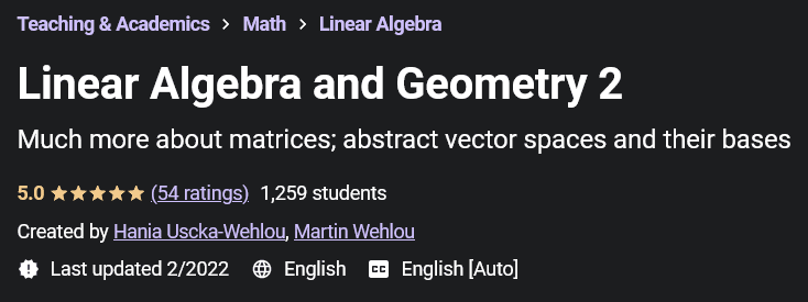 Linear Algebra and Geometry 2