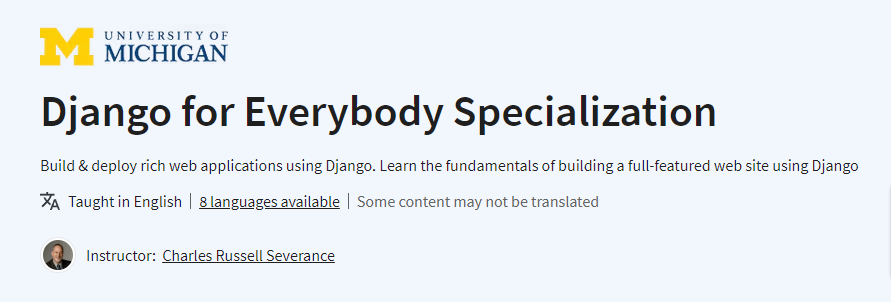 Django for Everyone Specialization 