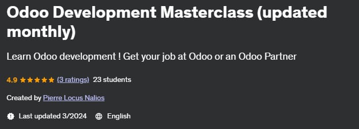 Odoo Development Masterclass (updated monthly)