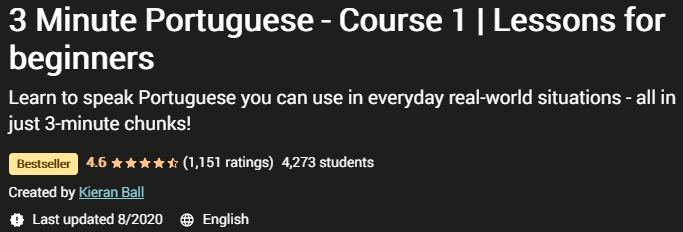 3 Minute Portuguese Course 1-3 Lessons for beginners