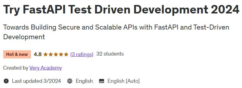 Try FastAPI Test Driven Development 2024