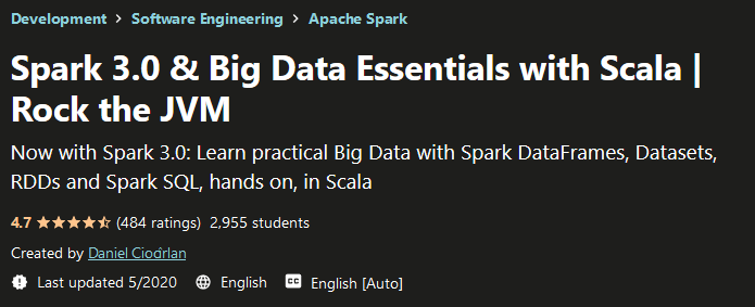 Spark 3.0 Big Data Essentials with Scala Rock the JVM Cover