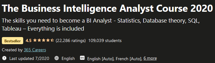 The Business Intelligence Analyst Course 2020