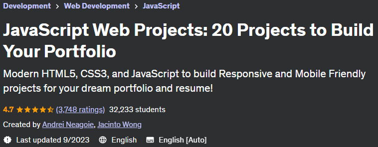 JavaScript Web Projects: 20 Projects to Build Your Portfolio