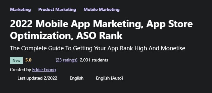 2022 Mobile App Marketing, App Store Optimization, ASO Rank