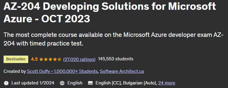 AZ-204 Developing Solutions for Microsoft Azure - OCT 2023