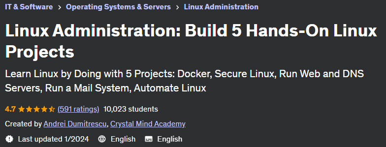 Linux Administration: Build 5 Hands-On Linux Projects