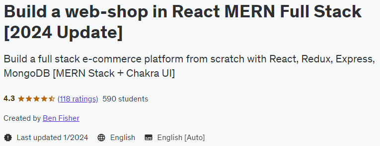 Build a web-shop in React MERN Full Stack (2024 Update)