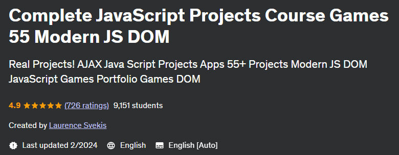 Complete JavaScript Projects Course Games 55 Modern JS DOM