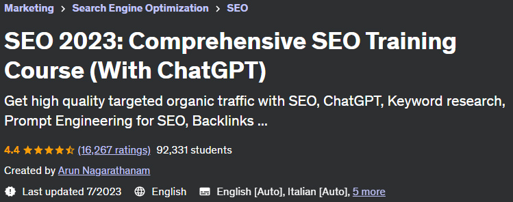 SEO 2023: Comprehensive SEO Training Course (With ChatGPT)