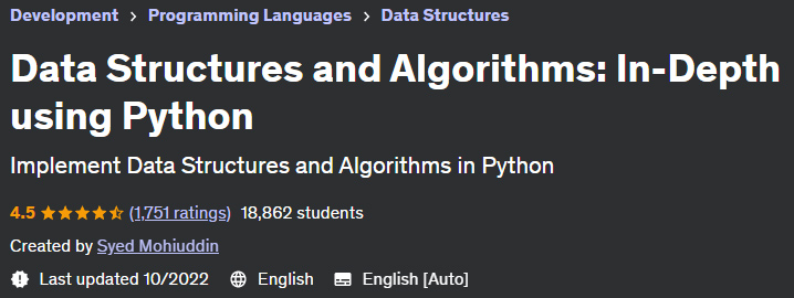 Data Structures and Algorithms: In-Depth using Python