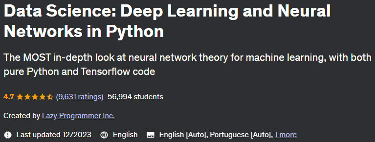 Data Science Deep Learning and Neural Networks in Python