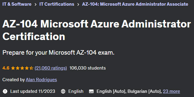 AZ-104 Microsoft Azure Administrator Certification