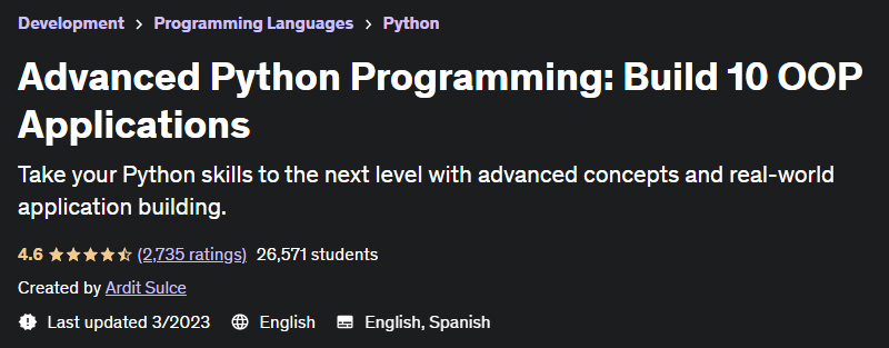 Advanced Python Programming: Build 10 OOP Applications