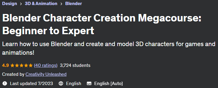 Blender Character Creation Megacourse: Beginner to Expert