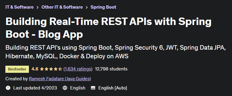 Building Real-Time REST APIs with Spring Boot - Blog App