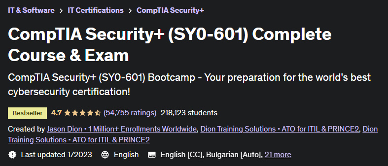 CompTIA Security+ (SY0-601) Complete Course & Exam