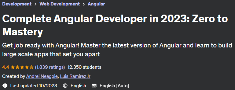 Complete Angular Developer in 2023: Zero to Mastery