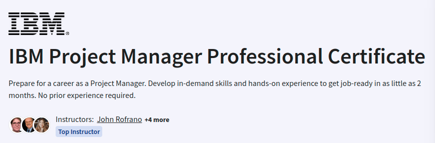 IBM Project Manager Professional Certificate
