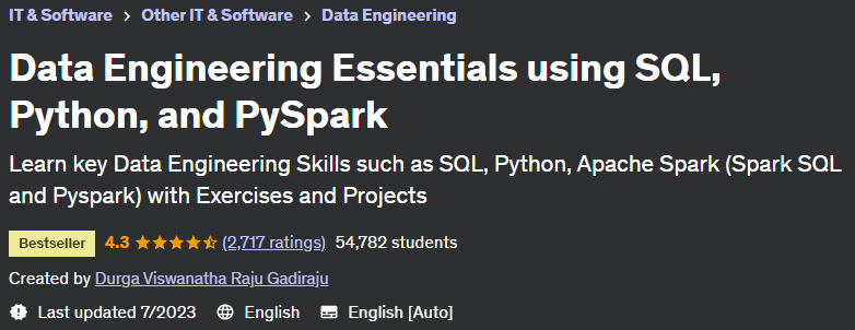 Data Engineering Essentials using SQL, Python, and PySpark