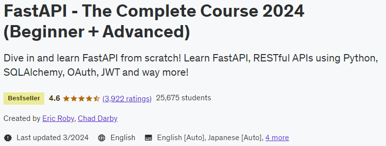 FastAPI - The Complete Course 2024 (Beginner + Advanced)