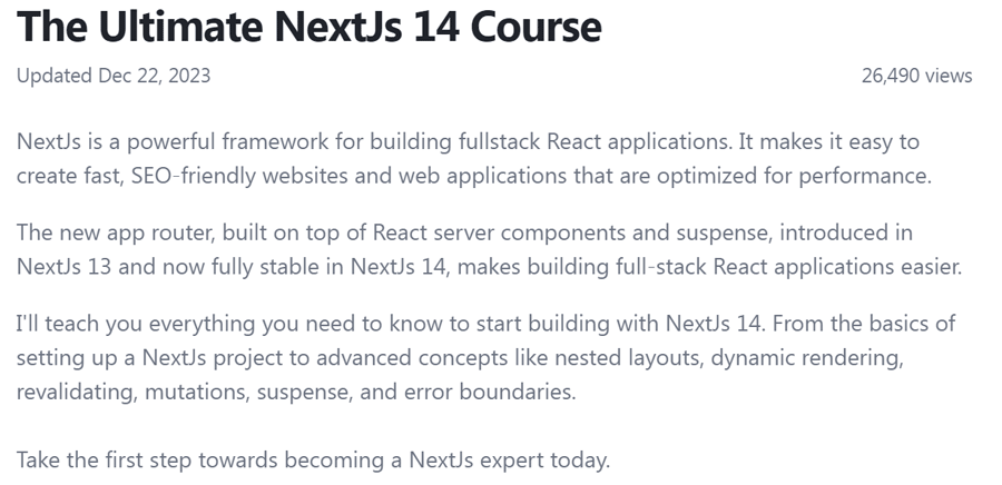 The Ultimate NextJs 14 Course