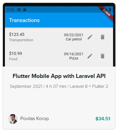 Flutter Mobile App with Laravel API