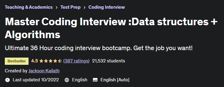 Master Coding Interview: Data structures + Algorithms