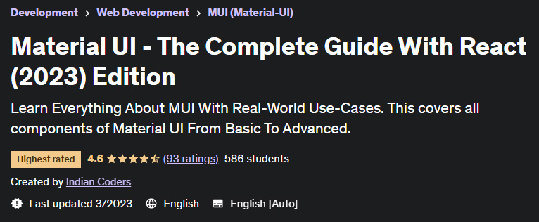 Material UI - The Complete Guide With React (2023) Edition
