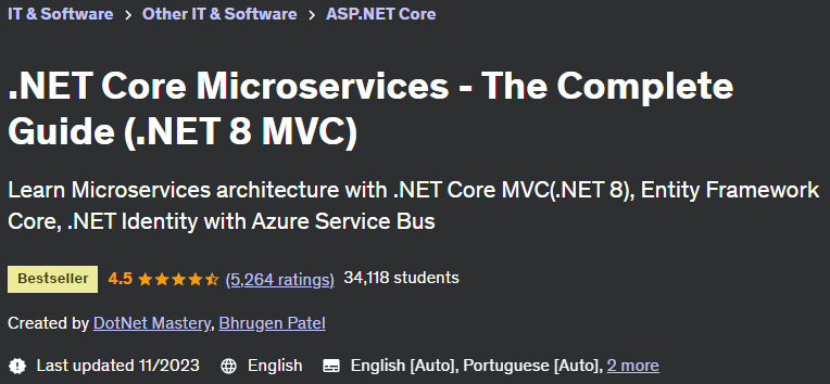 .NET Core Microservices - The Complete Guide (.NET 8 MVC)