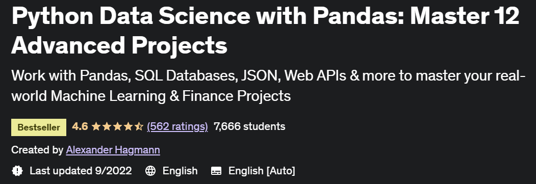 Python Data Science with Pandas: Master 12 Advanced Projects