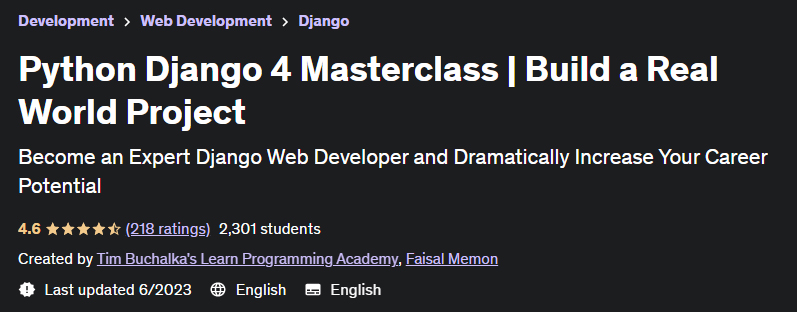 Python Django 4 Masterclass |  Build a Real World Project