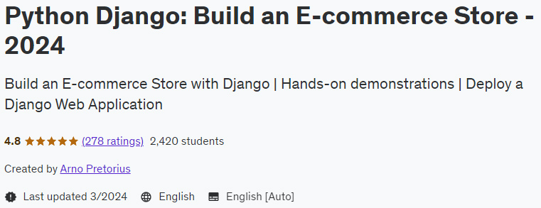 Python Django Build an E-commerce Store - 2024