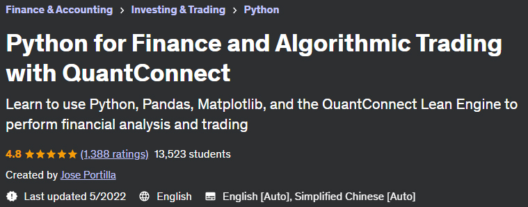 Python for Finance and Algorithmic Trading with QuantConnect