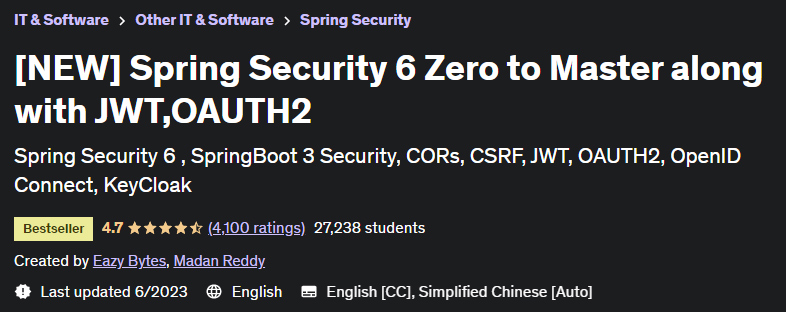 Spring Security 6 Zero to Master along with JWT, OAUTH2