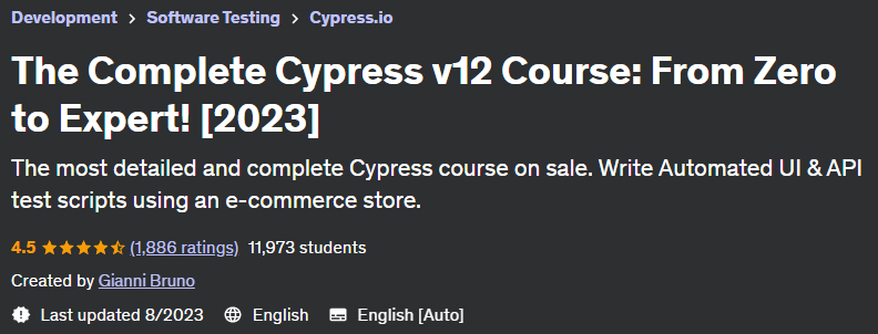 The Complete Cypress v12 Course: From Zero to Expert!  (2023)