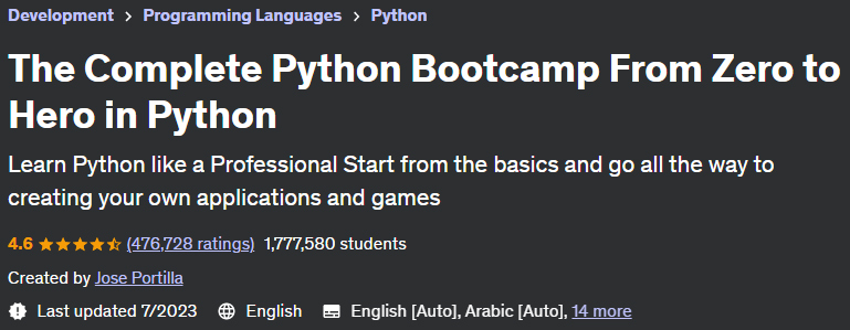 The Complete Python Bootcamp From Zero to Hero in Python