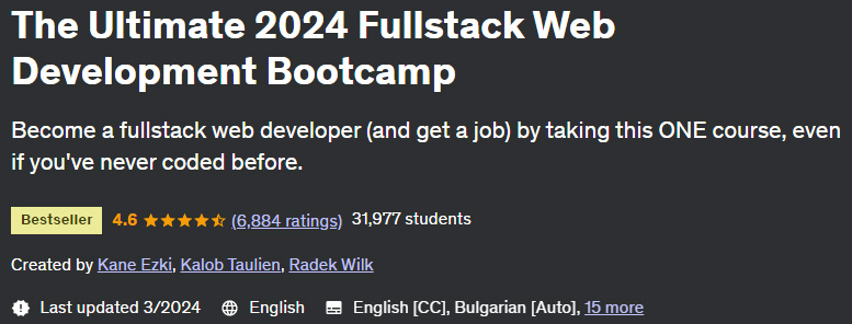 The Ultimate 2024 Fullstack Web Development Bootcamp
