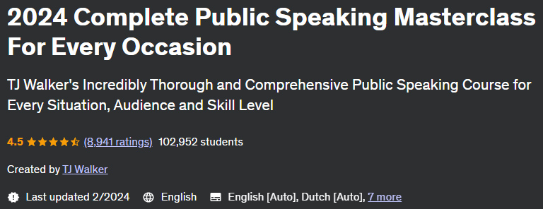 2024 Complete Public Speaking Masterclass For Every Occasion