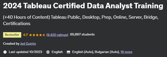 2024 Tableau Certified Data Analyst Training