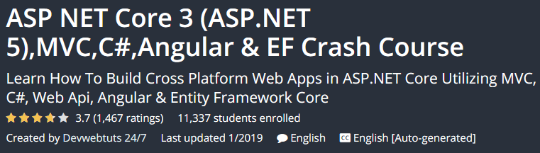 ASP NET Core 3 (ASP.NET 5), MVC, C#, Angular & EF Crash Course