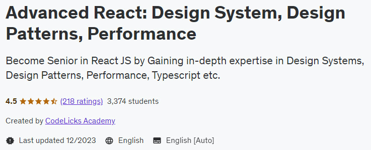 Advanced React: Design System, Design Patterns, Performance