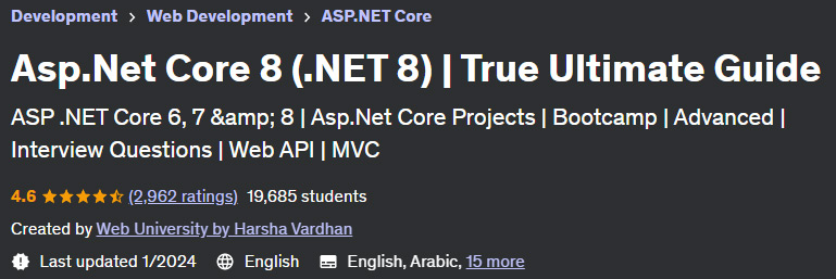 Asp.Net Core 8 (.NET 8) |  True Ultimate Guide