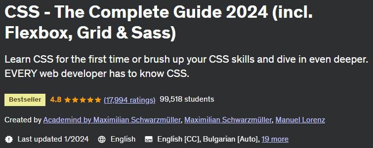 CSS - The Complete Guide 2024 (incl. Flexbox, Grid & Sass)